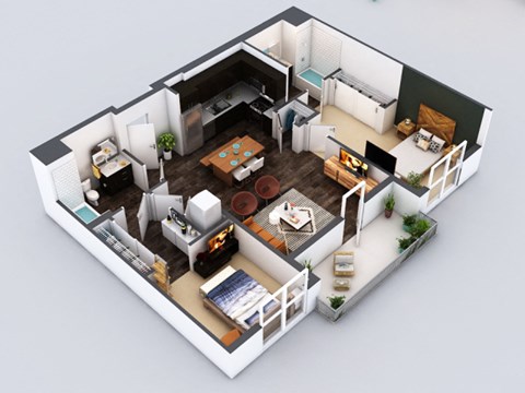 B3 Floorplan at 5550 Hollywood, Los Angeles, CA, 90028